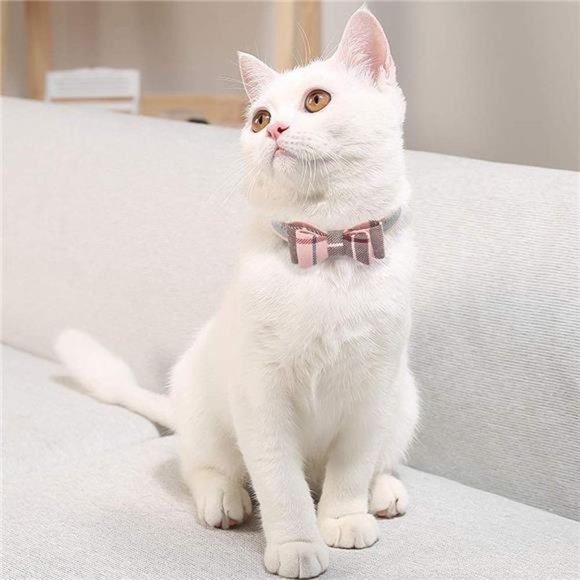 Bow Tie Dog Collar and Leash Set Classic Plaid - Picture 4 of 7